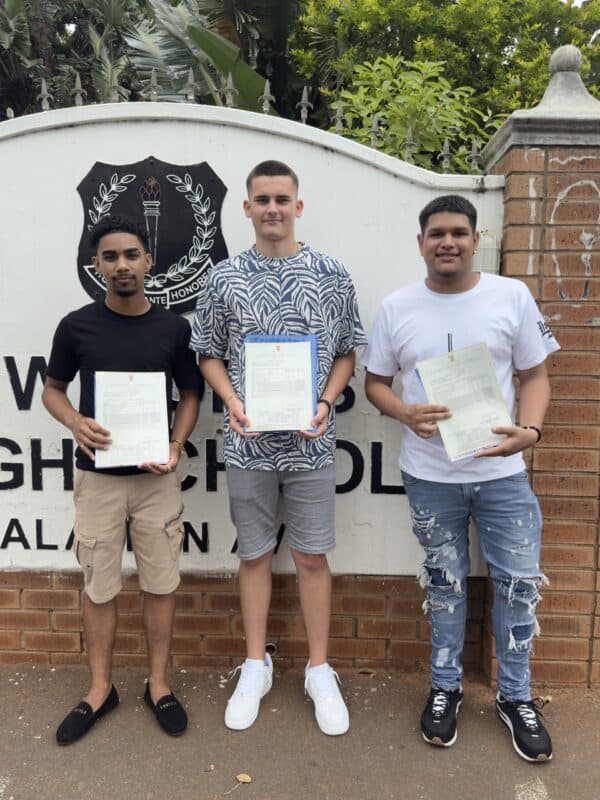 New Forest High School’s Tevin Amurjeeth, Keagan Bezuidenhout and Justin Subramoney felt over the moon about their results.