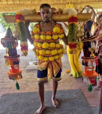 Elton Pillay carries his kavady as an act of devotion to Lord Murugan.