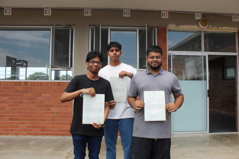 Merebank Secondary matric learners Sheldon Mahadeo, Keanan Hurbans and Yusuf Osman are over the moon after receiving their matric results.