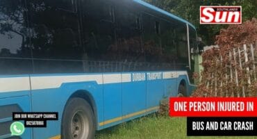 A bus crashed into a fence.