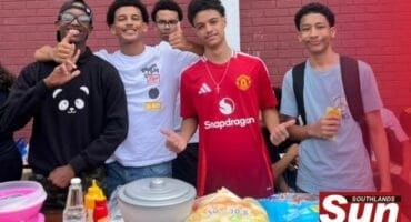 Grosvenor Boys High School’s learners Enathi Muthwa, Liam King, Alonso Lucas, Andrew Pottier and Kaidyn Chand manning one of the stalls.