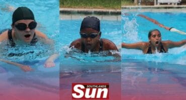 Queensburgh Girls High School’s Caitlyn Muller and Imaan Rehman and Grosvenor Girls High School’s Pearl Ndzimakwe competing at the gala. Photos:
