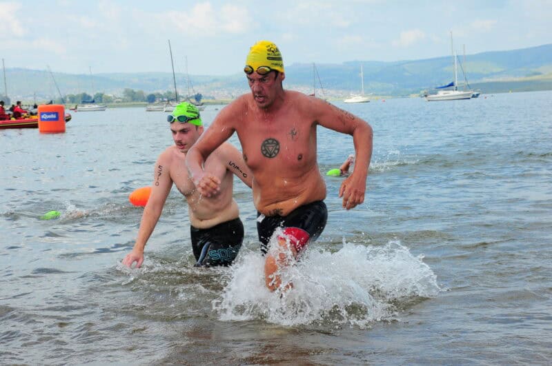 Stephen Hunt from The Bluff competing in his 100th Midmar Mile. 