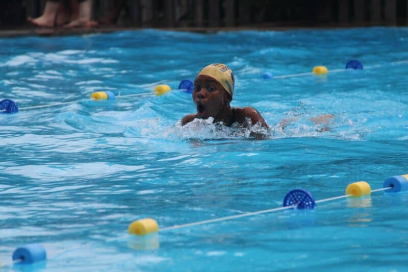 Queensburgh Girls High School's Yoliswa Zwane remains focused during her swim.
