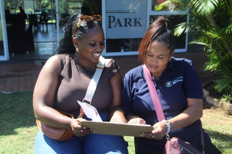 Thabitha Care Service’s Lee-Sandra Boyce and Judith Gilbert discussing ideas.