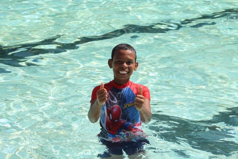 Darren Visagie has some fun in the pool.
