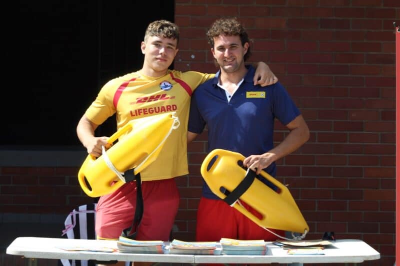 Ryan Vazyl and Cayden Button from Lifesaving South Africa were assisting the children with more information. 