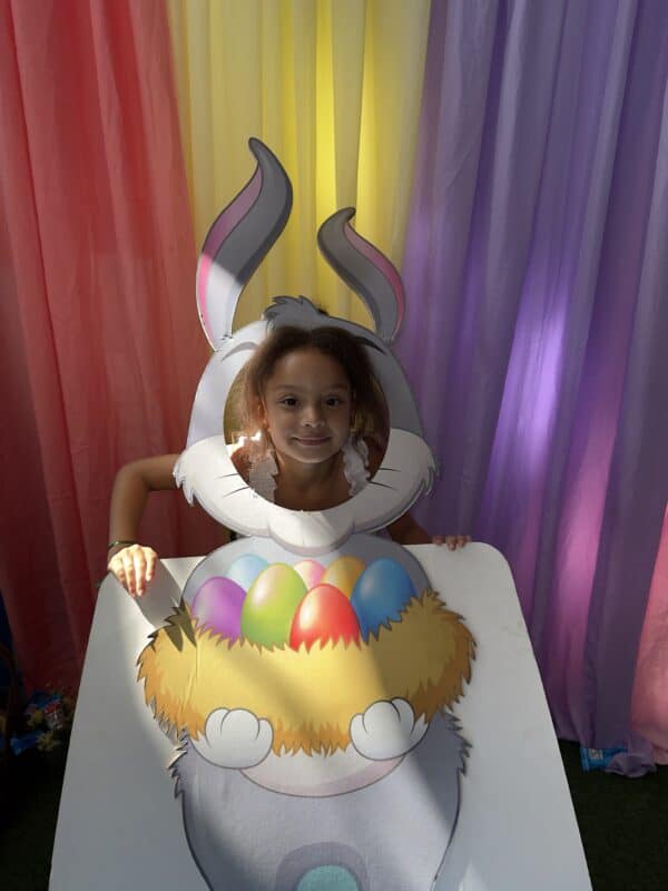 Ziah Christian poses as the Easter bunny.
