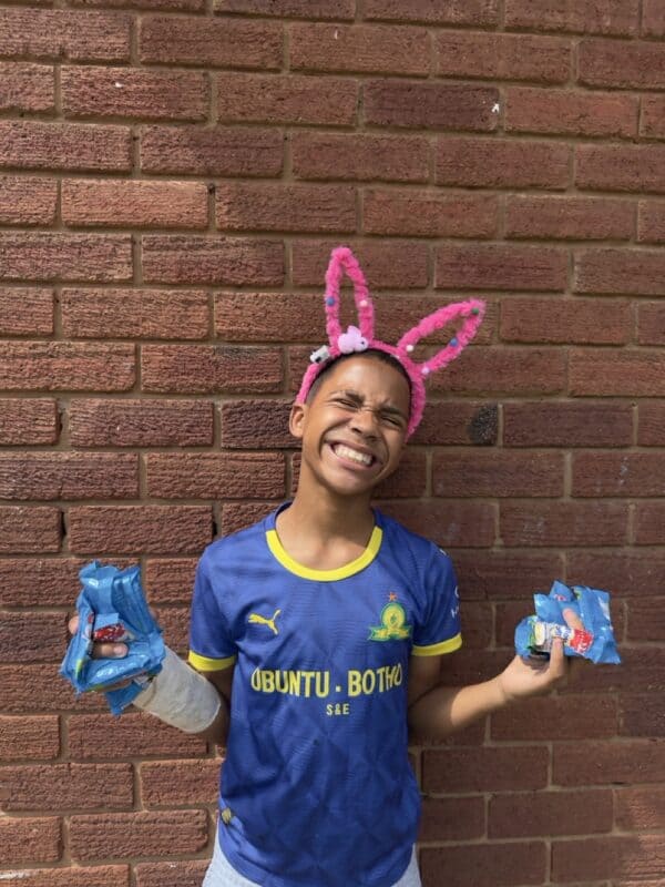 Big smiles for Cayleb Giraud with all his Easter eggs.