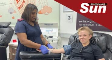 Sister Annalyn Daniels helps set up regular plasma donor Courtney Mackinnon. PHOTO: Dillon Pillay.