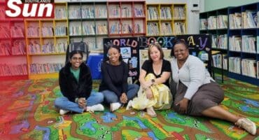 Authors Ekta Somera, Sthuthukile Biyela and Alta Haffner all shared stories while librarian Somikazi Bonani taught the children how to care for books.