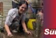 Tash Pretorius, scout leader cleans up outside the main hall during a previous renovation.