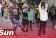 Alicia Gaskell and University of Boulder professor Jia Shi take part in the fitness fun.