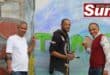 Painting a vision of change are Chief Mervin Damos, Kerwin Couch and Ashwin Desar.