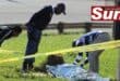 Police gather evidence at a scene where a man was shot dead in Quality Street in Wentworth