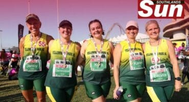 Yellowwood Park Athletic Club runner's Jenny Sutton, Genevieve Turk, Kylie van Dyk, Karen Inggs and Leona Lamont at the SPAR Women’s Challenge.