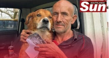 Leonard van Wyk wit his best paw pal speckles.