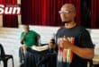 Air quality and health officer from South Durban Community Environmental Alliance, Bongani Mthembu addresses the community.