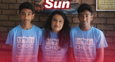 Vanishree Archary with her two sons Divyesh and Kuvar show their support for Choc.