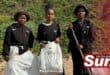 The Litterboom Project's Mkovona Pelokazi, Nosicwe Gwala and Khethiwe Mkhize are cleaning up at Cuttings Beach.
