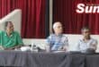 Desmond Dsa, Professor Stuart Batterman and Professor Rajen Naidoo at a community meeting in Merebank.