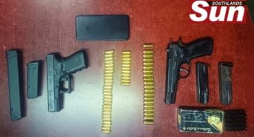 Police confiscated unlicensed firearms and ammunition in Montclair.