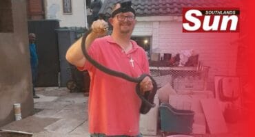The Bluff based snake catcher Warren Dick with the captured black mamba.