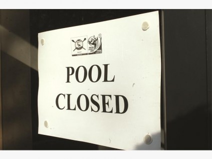 The sign at the entrance of the newly upgraded reception area at Van Riebeeck Park swimming pool.