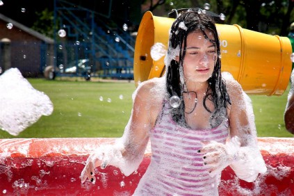 Kim van Wyk in the foam ring.