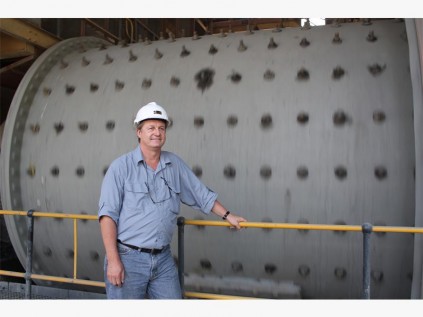 Mike Begg, general manager of Vanatage Goldfield's South African mines, at what he describes as the heart of the operation, where ore is crushed to a powder fine enough for extraction.