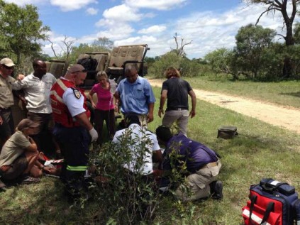 EMS stabilizing patient before take-off