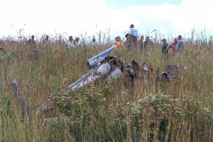 The scene of the helicopter crash where four people died.