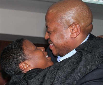 Defence counsel, Ms. Naomi Manaka, and Kaizer Chief boss, Mr. Bobby Motaung, rejoice after his cases were struck off the roll.