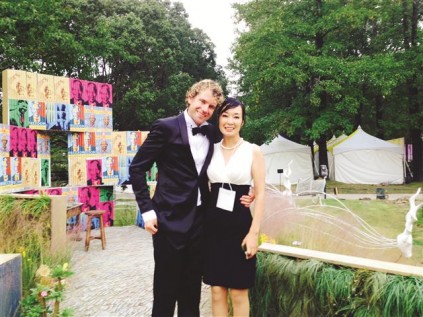 Leon Kluge with a visitor to gardening world cup. He won a gold medal for his display. (Small)
