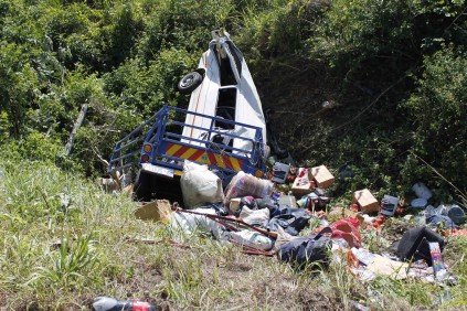 The Minibus which ended up in a ditch