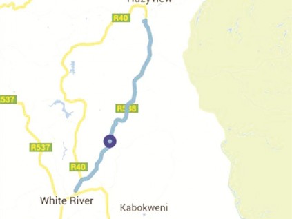The P17/6 also known as the R538 between Hazyview and White River indicated in blue.