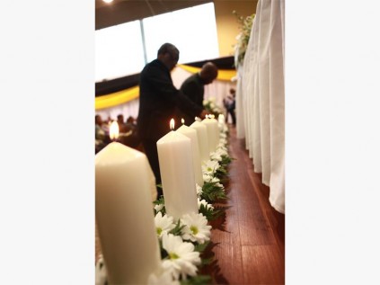 Candles were lit to represent the deceased.