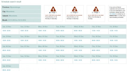 load shedding schedule