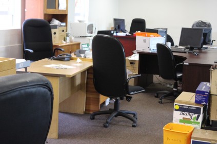 Boxes and empty desks at Ehlanzeni District Office