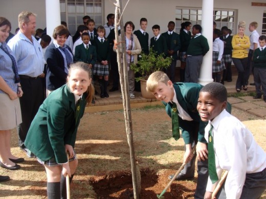 Tree planting ceremony on Arbor Day in 2014
