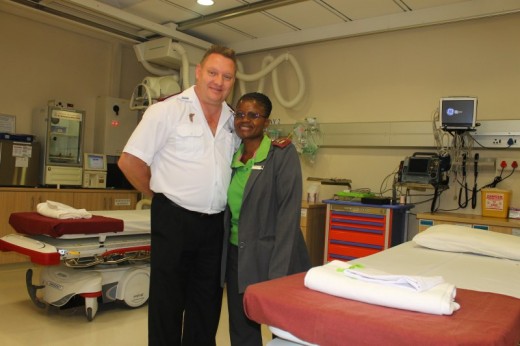 Nurses Clinton Potter (trauma) and Mavis Mkhwanazi (emergency).