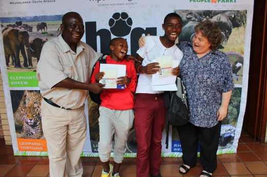 Mr Abe Sibiya of Head of Conservation at MTPA, Linah Maseke, Thabang Hedzane and Marinda Marais of Social Ecology at MTPA
