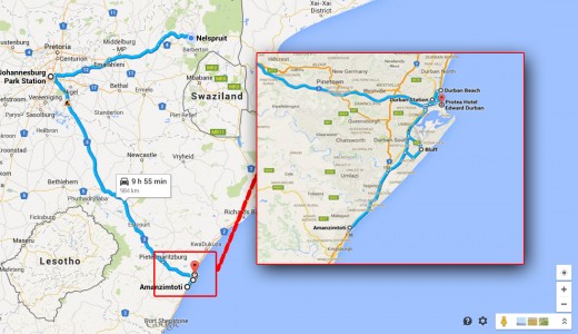 Neil and Beyleveld traveled this route to the South Coast.