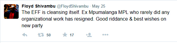 Floyd Shivambu Tweet EFF