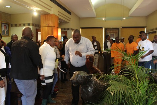 Protesters complaining in the foyer of the main building of MTPA