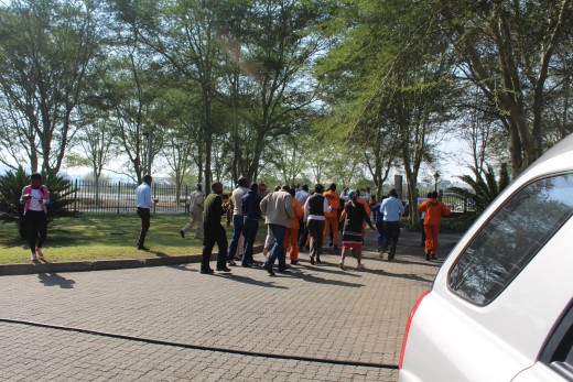 Protesters chasing Mr Sam Maluleke from the MTPA premises