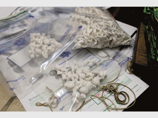 The discovery of 270 units of heroin and more than 30 units of cocaine.
