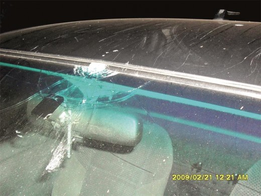 Cartrack's vehicle was also shot at and the bullet barely missed the two occupants.