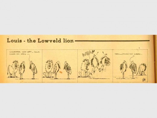 Die strokiesprent van Louis die Laeveldleeu wat in Desember 1977 in Laevelder verskyn het.