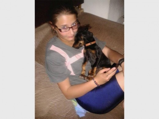 Nikita Bloem (150 and her dog Marmite.